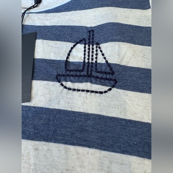 W5 Anthropologie NWT nautical striped stretch shirt sleeve size large - Picture 4 of 9